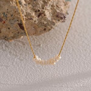 Exquisite Stainless Steel Small Freshwater Pearl Beads Necklace